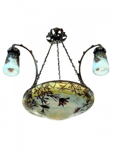 Daum Nancy Art Nouveau chandelier “Anemones Pulsatilles