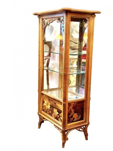 Emile Gallé Vitrine Art nouveau "Clématites" - Mobilier Style Art nouveau