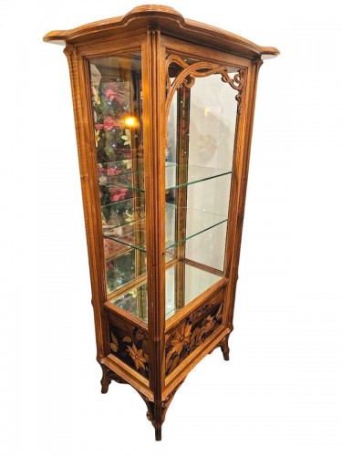 XXe siècle - Emile Gallé Vitrine Art nouveau "Clématites"