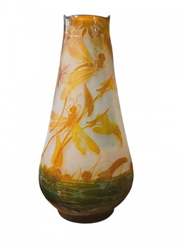 Emile Gallé - Monumental Vase Art nouveau "Libellules"