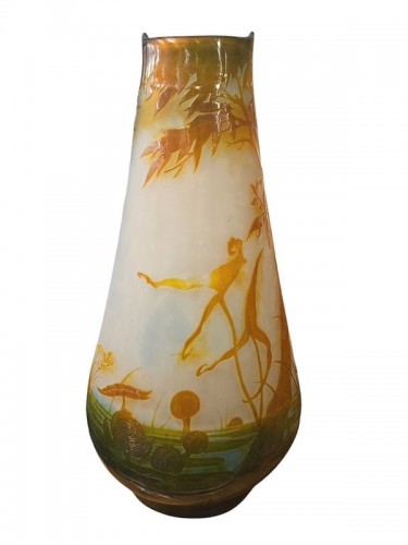 Verrerie, Cristallerie  - Emile Gallé - Monumental Vase Art nouveau "Libellules"