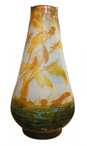 XXe siècle - Emile Gallé - Monumental Vase Art nouveau "Libellules"