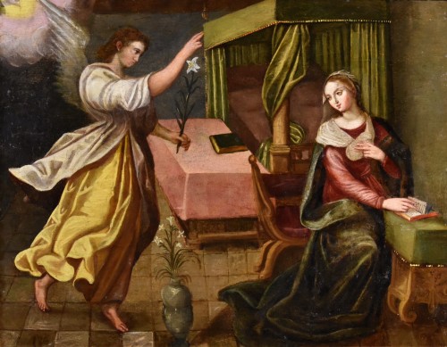 The Annunciation, Tuscan School Second Half Of The 16th Century - Paintings & Drawings Style Louis XIII