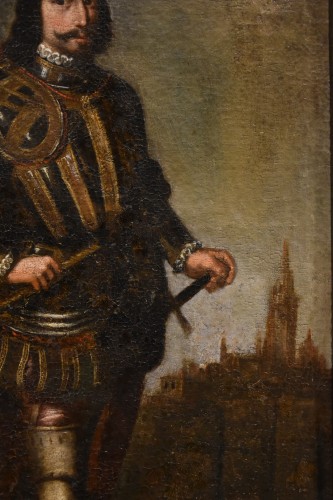Antiquités - Portrait en pied d'un souverain, école espagnole du 17e siècle