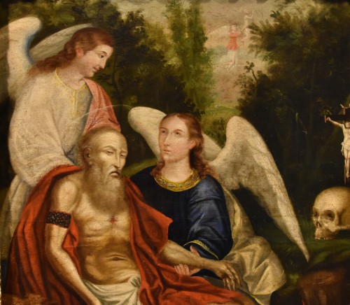 Saint Jérôme soutenu par deux anges, Peintre vénitien du début du XVIIe siècle - Louis XIII