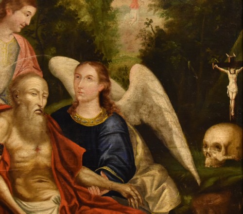 Louis XIII - Saint Jérôme soutenu par deux anges, Peintre vénitien du début du XVIIe siècle