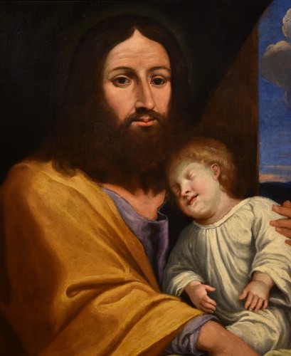 XVIIe siècle - Jésus avec l'enfant, école italienne du 17e siècle