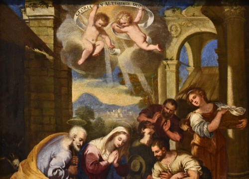 XVIIe siècle - Nativité avec adoration des bergers, atelier de Giacinto Gimignani (1606 - 1681)