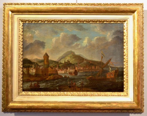 Paire de paysages côtiers, école flamande de la fin du XVIIe siècle  - Antichità Castelbarco