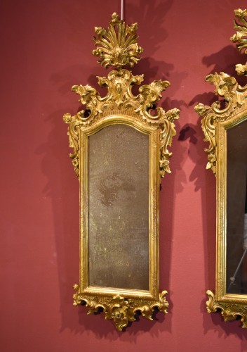 Paire de miroirs vénitiens du  XVIIIe siècle - Miroirs, Trumeaux Style Louis XVI