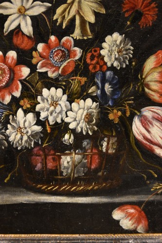 XVIIe siècle - Paire de natures mortes de fleurs, attribuable à Josè de Arellano ( 1653 - Vers 1714)