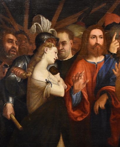Le Christ et la femme adultère, atelier de Lorenzo Lotto (1480 - 1556) - Antichità Castelbarco