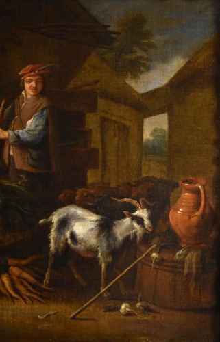 XVIIe siècle - Adriaen de Gryef (1657 - 1722), Paysan dans la cour