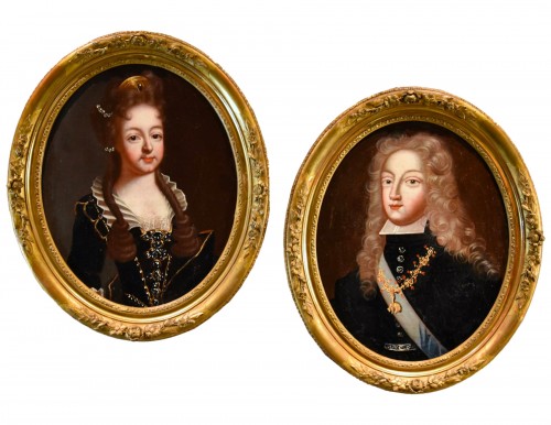 Portrait de Philippe V, roi d'Espagne et Louise de Savoie, France 18e siècle