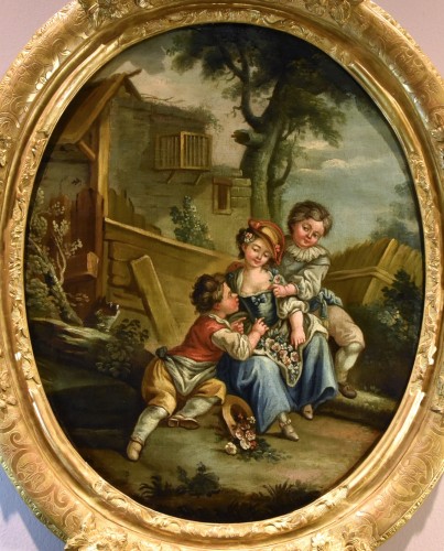 Jeu d'enfants - École française du 18e siècle - Tableaux et dessins Style Louis XVI