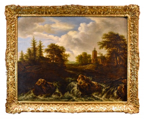 Wooded Landscape With Waterfall, Dutch school of the 17th century