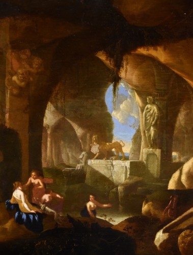 Jacques Muller (1630 - 1680) - Diana and the nymphs bathing in a cave - 