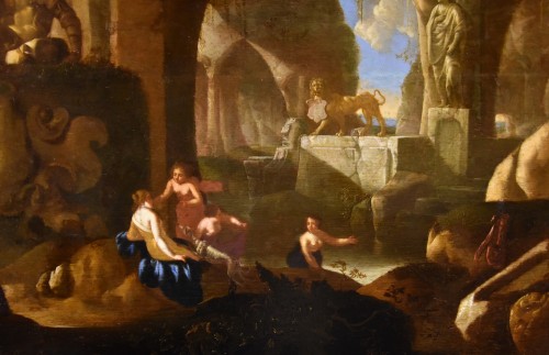Antiquités - Jacques Muller (1630 - 1680) - Diana and the nymphs bathing in a cave