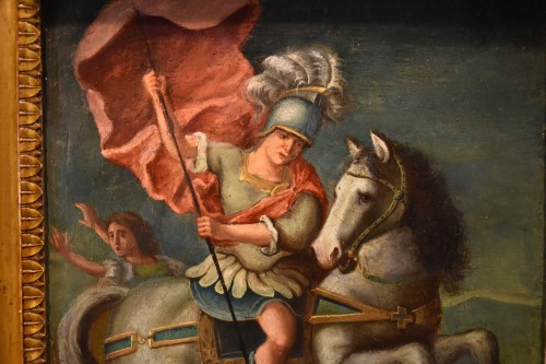 Saint Georges et le dragon, Peintre Romain 17e siècle - Louis XIII