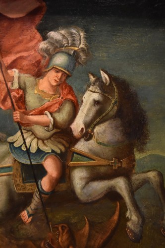 Louis XIII - Saint Georges et le dragon, Peintre Romain 17e siècle