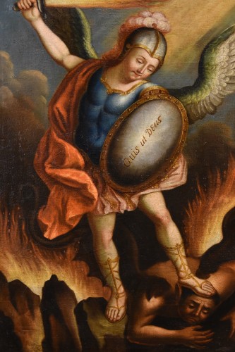 Antiquités -  Saint Michael The Archangel, 18th-century Spanish Colonial School