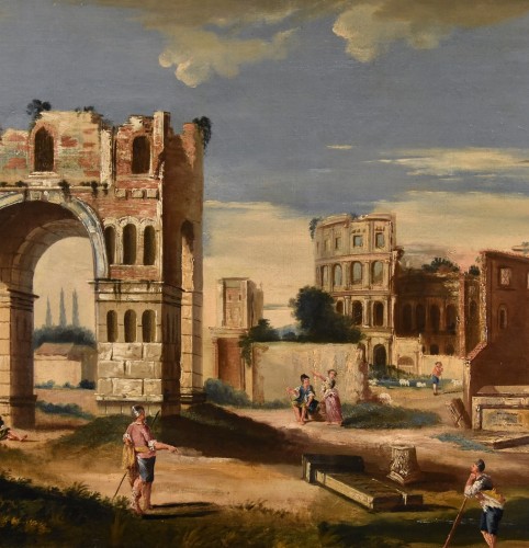 Architectural Capriccio With Ancient Classical Ruins, Jacob Fabris (1689 - 1761) - 