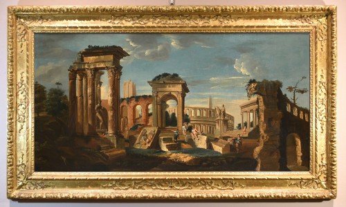 Architectural Capriccio, Jacob Fabris (1689 - 1761) - Paintings & Drawings Style Louis XIV