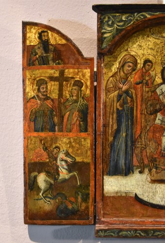 Greek Triptych Icon With The Deesis And Saints, Greece 17th Century - Paintings & Drawings Style Louis XIII