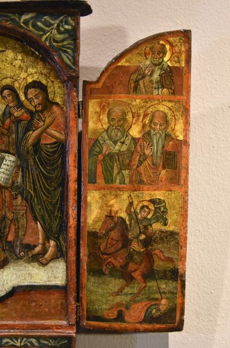 Paintings & Drawings  - Greek Triptych Icon With The Deesis And Saints, Greece 17th Century