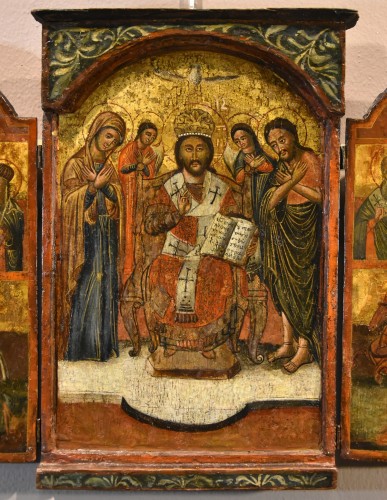 Greek Triptych Icon With The Deesis And Saints, Greece 17th Century - 