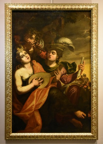 Énée et Didon, Attribué à Pseudo-Caroselli (Rome, c. 1630/1650) - Tableaux et dessins Style Louis XIII