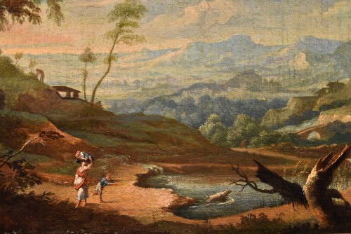 Louis XV - A Pair Of Arcadian Landscapes With Figures, Italy 18th century