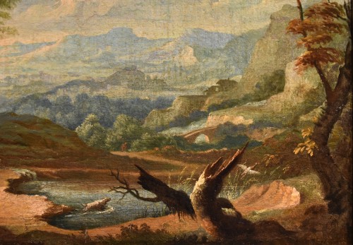 Antiquités - A Pair Of Arcadian Landscapes With Figures, Italy 18th century