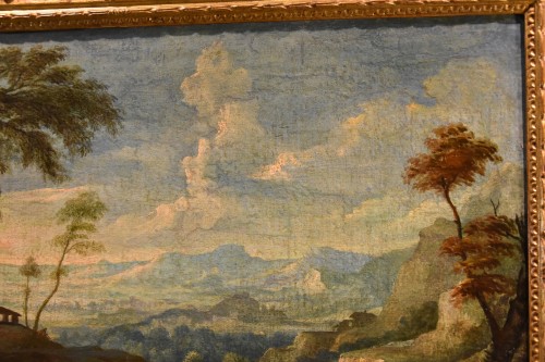 Antiquités - A Pair Of Arcadian Landscapes With Figures, Italy 18th century