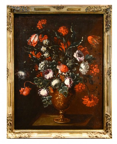 Composition florale débordant d'un vase attribué à Francesca Volò Smiller (1657 - 1700)