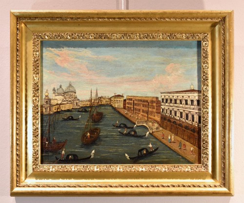 Peintre Védutiste du 18e siècle, Vue de Venise avec Le Grand Canal - Tableaux et dessins Style Louis XVI