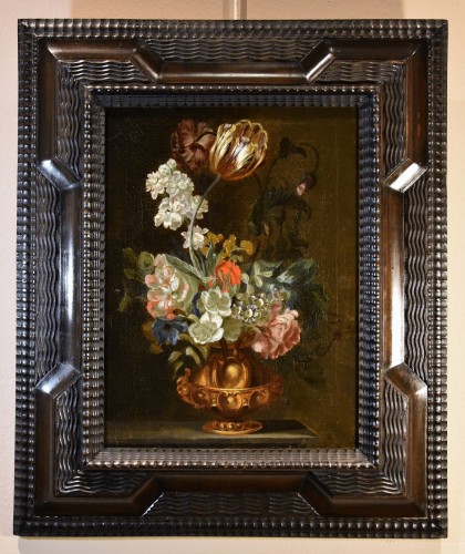 Nature morte aux fleurs, fin 18e siècle - Tableaux et dessins Style Louis XIV