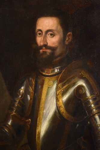 Portrait officiel d'un chevalier en armure, peintre Titianesque de la fin du XVIe siècle - Louis XIII