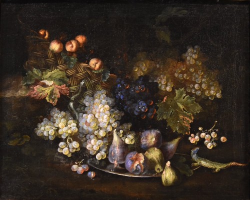 Still Life Of Fruit With Lizard, Attributed to Franz Werner Von Tamm  - Paintings & Drawings Style Louis XIV