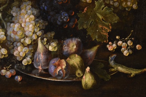 Antiquités - Nature morte aux fruits avec lézard, Attribué à Franz Werner Von Tamm (1658 - 1754)