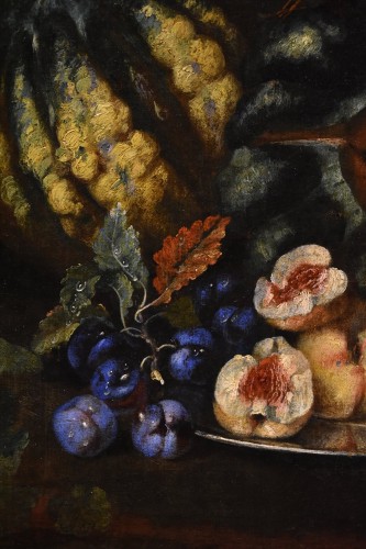 Still Life Of Fruit With Green Woodpecker, attributed to Franz Werner Von Tamm  - 