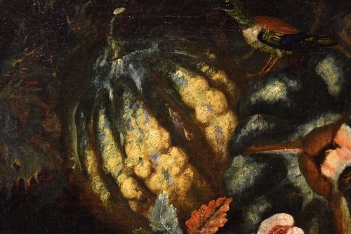 Antiquités - Still Life Of Fruit With Green Woodpecker, attributed to Franz Werner Von Tamm 