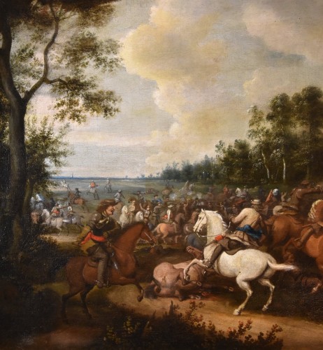 Paintings & Drawings  - Pieter Molinaer (1602 - 1654) Monogrammed - Equestrian Battle