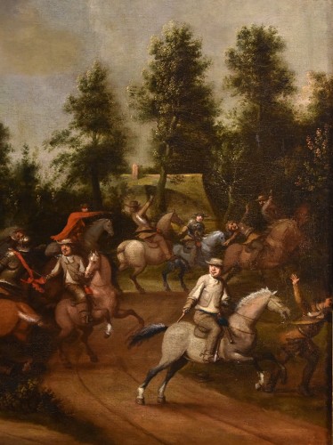 Pieter Molinaer (1602 - 1654) Monogrammed - Equestrian Battle - Louis XIII