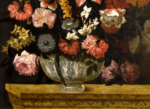 XVIIe siècle - Vase de fleurs avec raccourci architectural, Antonio Gianlisi II (1677-1727)