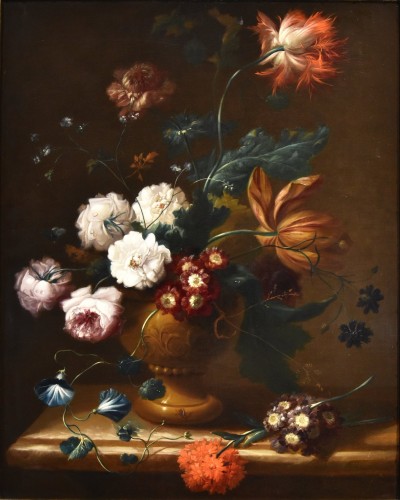 Still Life With Flowers, Johann Baptist Drechsler (1756 - 1811) - Paintings & Drawings Style Louis XVI