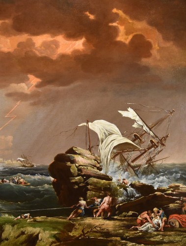 Bateau dans la tempête, France 18e siècle - Louis XVI