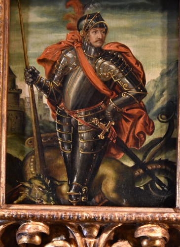 Portrait d'un chevalier en Saint Georges, Peintre flamand du 17e siècle - Louis XIII