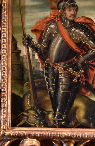 Louis XIII - Portrait d'un chevalier en Saint Georges, Peintre flamand du 17e siècle