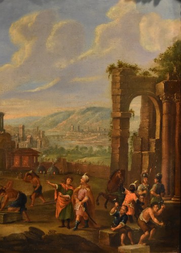 XVIIe siècle - Construction de la tour de Babel, Peintre flamand 17e-18e Siècle